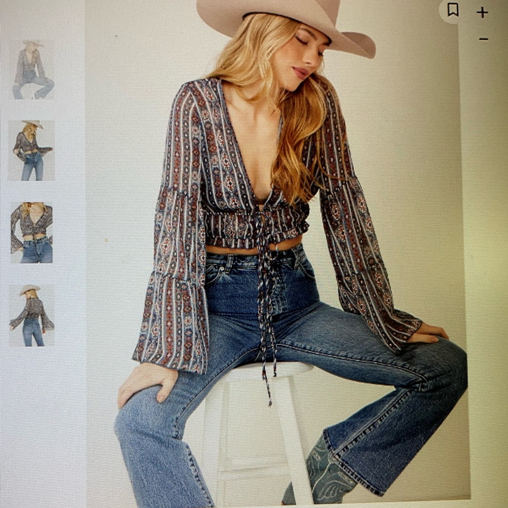 NWT Boot Barn | Mesh Blouse with Bell Sleeves